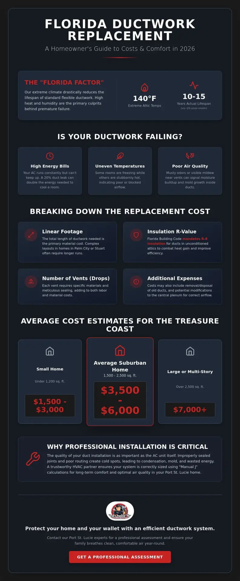 Flexible Ductwork Replacement Cost: 2026 Guide for Port St. Lucie Homeowners