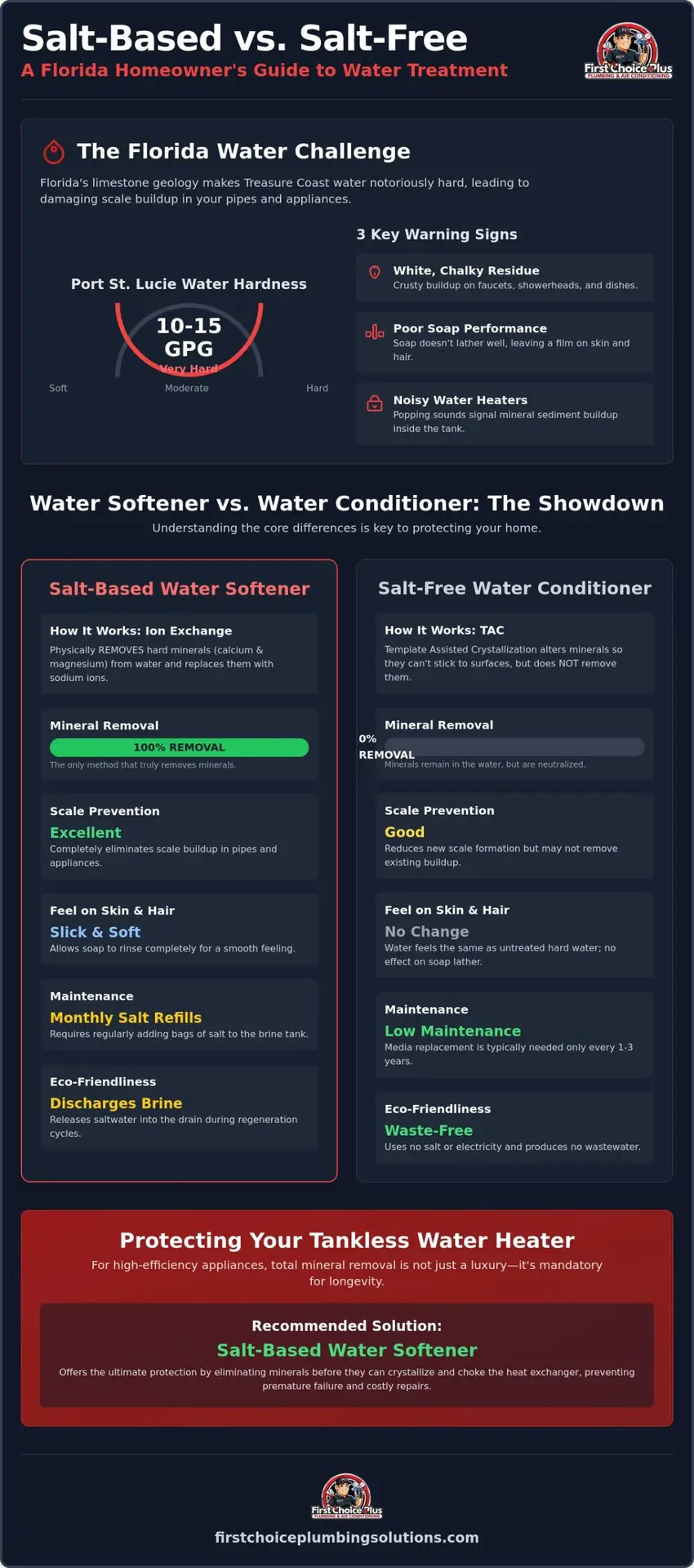 Salt-Based vs. Salt-Free Water Softener for Florida Water: 2026 Guide 1 Salt-Based vs. Salt-Free Water Softener for Florida Water: 2026 Guide