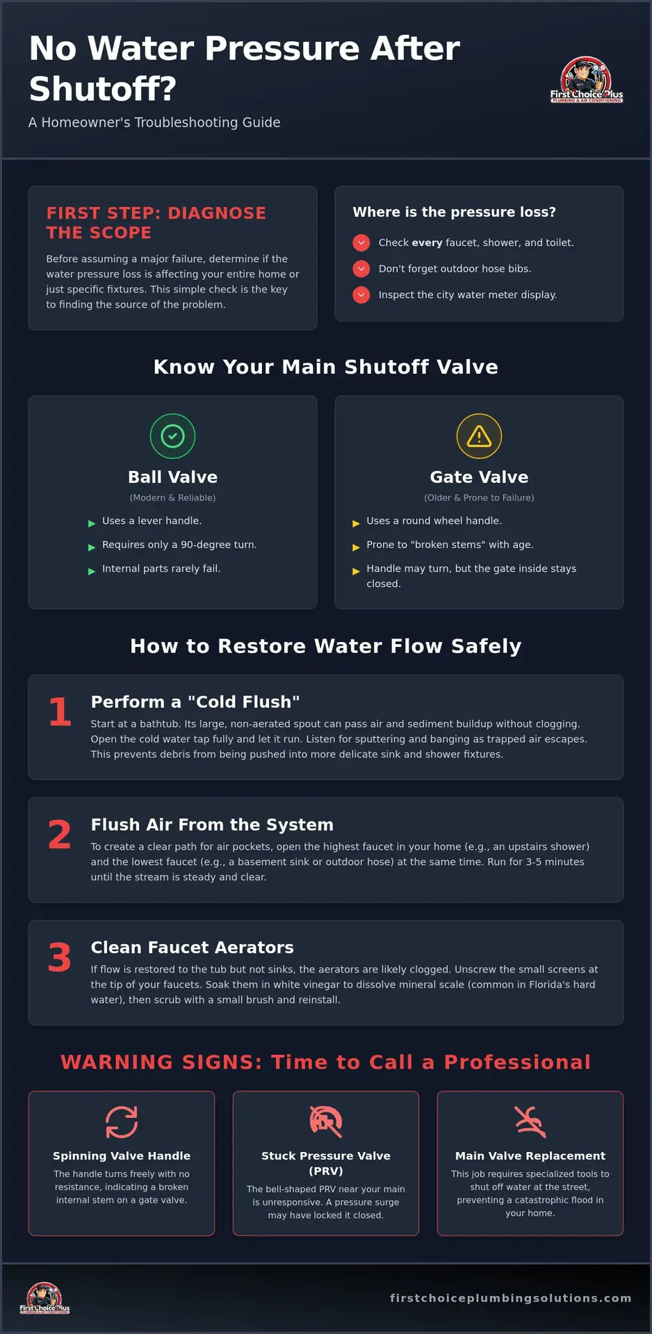 Troubleshooting No Water Pressure After Main Shutoff Valve